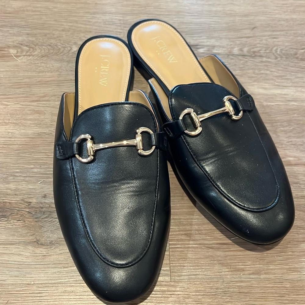 J Crew Black Mules 8 1/2